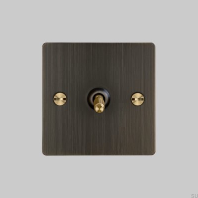 Cross 1G Einzelschalter, Messing, gebrannt Bronze, mit britischem Standardmessing