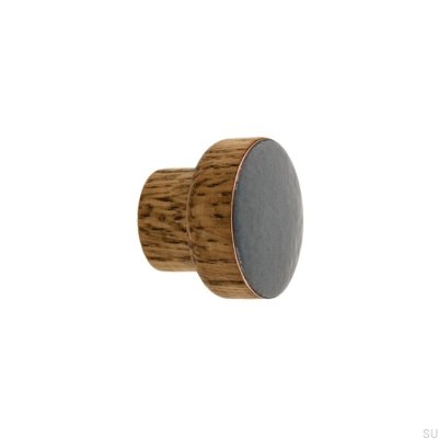 Möbelknopf Einfach, Holz, Emailliert, Dunkelgrau, Getöntes Öl