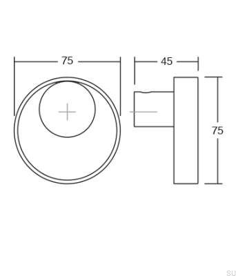 Orbit 75 Schwarzer Wandhalter mit goldgebürstetem Eco