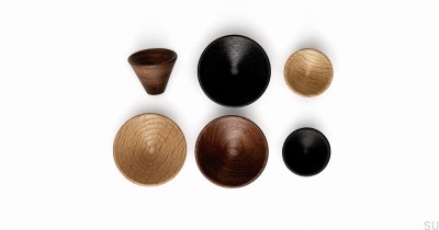 Möbelknopf Conic 43 Holz Schwarz Lackiert