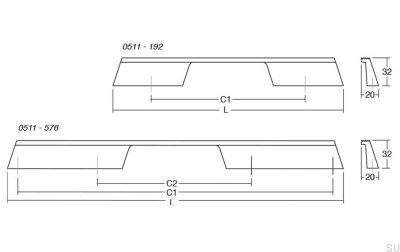 Rail 1120 Möbellängsgriff Aluminium Gold gebürstet Cava (links)