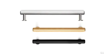 Rille 320 länglicher Möbelgriff in Gold Brushed