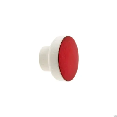 Möbelknopf Simple White 40 Holz Emailliert Rot