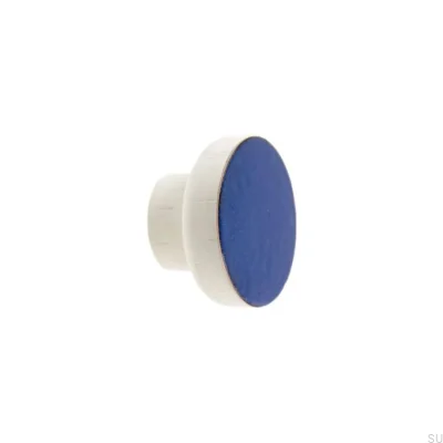 Möbelknopf Simple White 40 Holz Emaille Warm Blue
