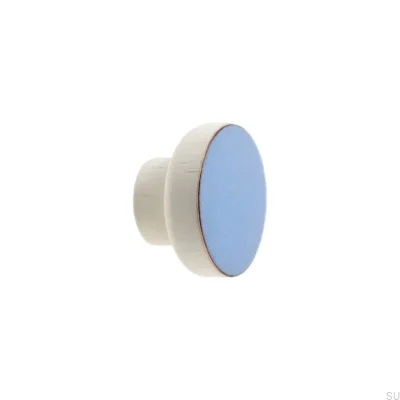 Möbelknopf Simple White 40 Holz Emailliert Hellblau