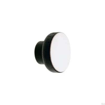 Möbelknopf Simple Black 40 Holz Emaille Weiß