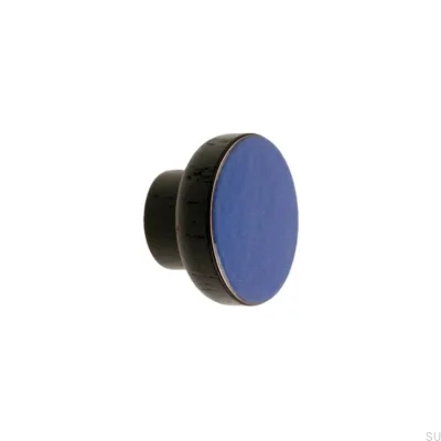 Möbelknopf Simple Black 40 Holz Emaille Warm Blue