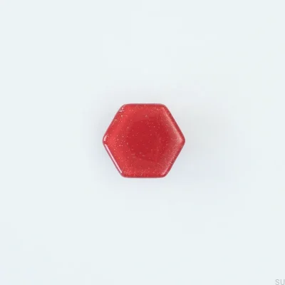 Sechskant-Möbelknopf aus Glas Rot