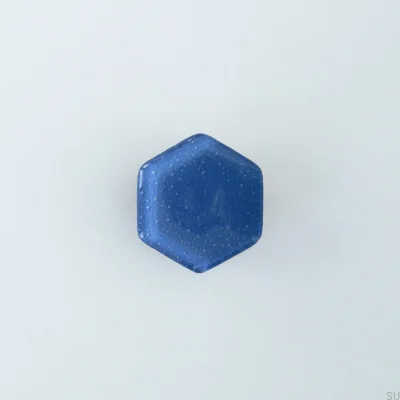 Sechskant-Möbelknopf aus Glas Indigo