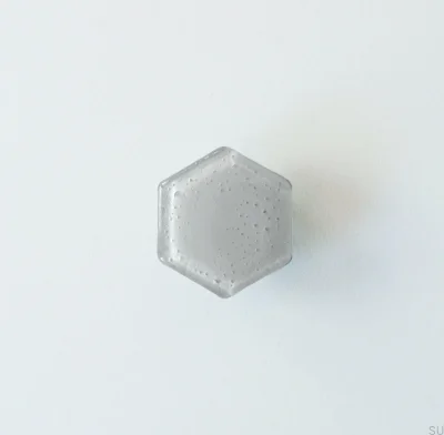 Sechskant-Möbelknopf aus Glas grau