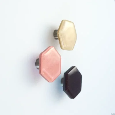 Sechskant-Möbelknopf aus Glas Gelb