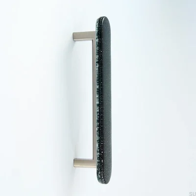 Länglicher Möbelgriff Rund 128 Glas Schwarz