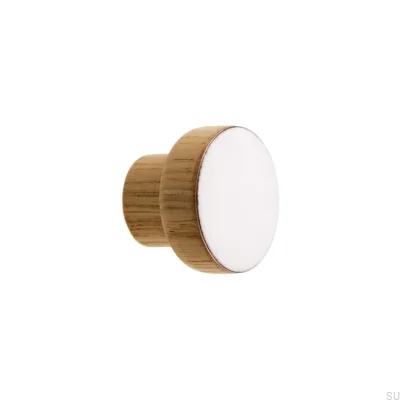 Möbelknopf Schlicht, Holz, Emaille, Weiß, Öl, Farblos, Halbmatt