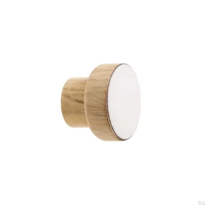 Möbelknopf Einfach, Holz, Emailliert, Weiß, Öl, Weiß