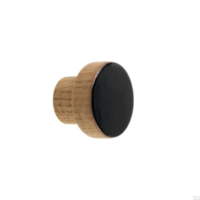 Möbelknopf Schlicht, Holz, Emailliert, Schwarz, Öl, Farblos, Halbmatt