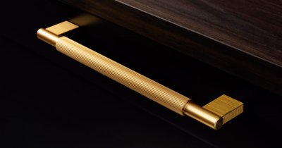 Arpa 192 länglicher Möbelgriff, Aluminium, Gold, gebürstet