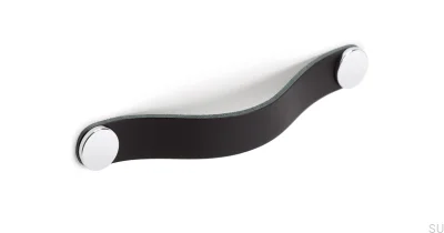 Möbelgriff Flexa 128 Leder Schwarz mit Silber