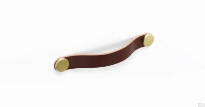 Möbelgriff Flexa 128 Leder Braun mit Gold
