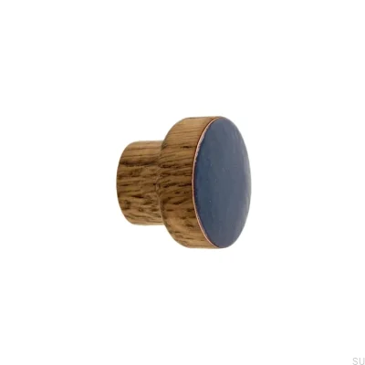 Möbelknopf Schlicht, Holz, Emailliert, Graublau, Tönungsöl