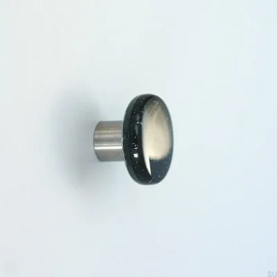 Runder Möbelknopf aus Glas Schwarz