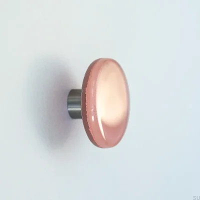 Möbel runder Glasknopf rosa