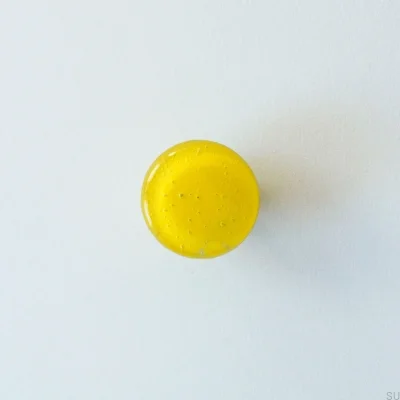 Möbelknauf, rund, Glas, gelb