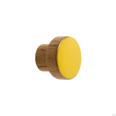 Möbelknopf Schlicht, Holz, Emailliert, Gelb, Öl, Farblos, Halbmatt