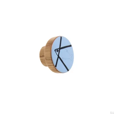 Möbelknopf Alphabet Holz Blau Emaille - Öl Farblos Halbmatt