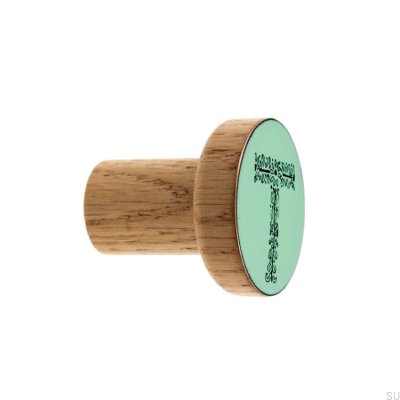 Wandaufhänger Alphabet aus Holz, emailliert, Minze - Öl, farblos, halbmatt