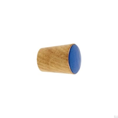 Möbelknopf Simple Cone Holz Emaille Warm Blue Oil Farblos Halbmatt
