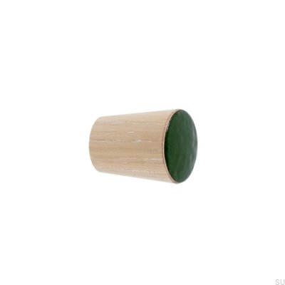 Möbelknauf Simple Cone Holz emailliert Dunkelgrün Oil White