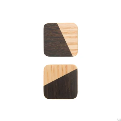 Möbelknopf Just Two quadratisch Holz dunkelbraun - farblos seidenmatt geölt
