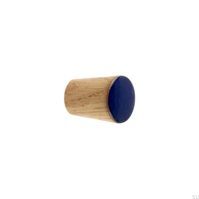 Möbelknopf Simple Cone Holz Emailliert Ultramarin Farblos Halbmattes Öl