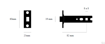 Rohrriegel für 82-mm-Türgriff, Messing