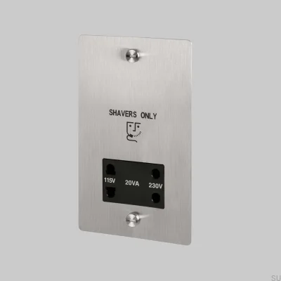 Rasiersteckdose 115 V/230 V, Stahl, Silber, Britischer Standard