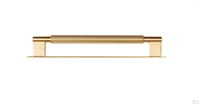 Möbellängsgriff mit Arpa Platte 192, Aluminium, Gold, Gebürstet