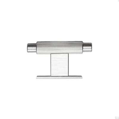 Möbelknopf mit T-Bar Arpa Platte Aluminium Silber gebürstet