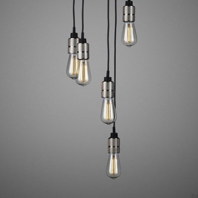 Kronleuchter ohne Schirme 6,0 cm, Haken 2 m, Stahl, Silber