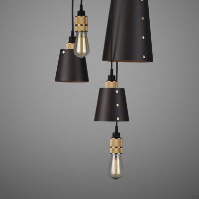 Kronleuchter mit Schirmen, 6,0 m, Haken, Stahl, Graphit mit Messing