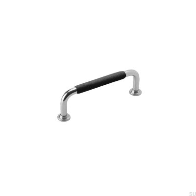 Verlängerter Möbelgriff 1353 96 Nickel Schwarz Leder