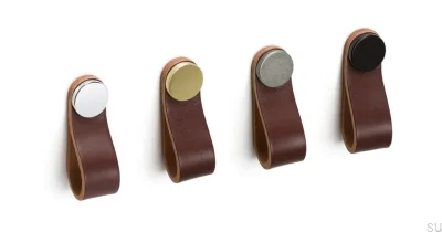 Möbelgriff Flexa 70 Leder Braun mit Gold