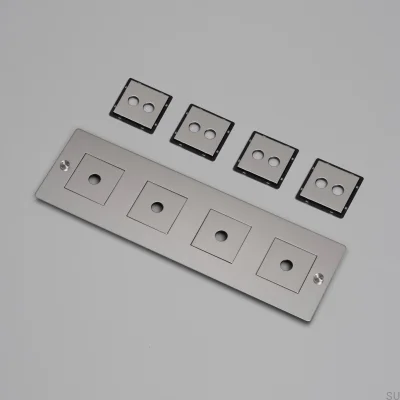 Rahmen mit Füllplatte, horizontal, 4G Stahl, silber, europäischer Standard