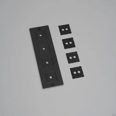 Rahmen mit Füllplatte, vertikal, 4G Stahl, schwarz, europäischer Standard