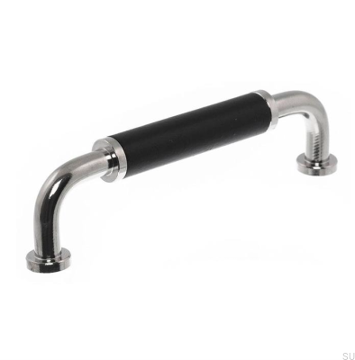 Länglicher Möbelgriff 4820M 96, poliertes Nickel mit Schwarz
