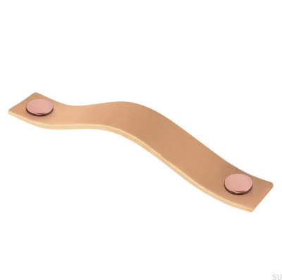 Länglicher Möbelgriff 0156L Leder und Kupfer