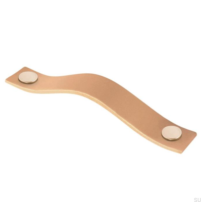 Länglicher Möbelgriff 0156L Leder mit Gold