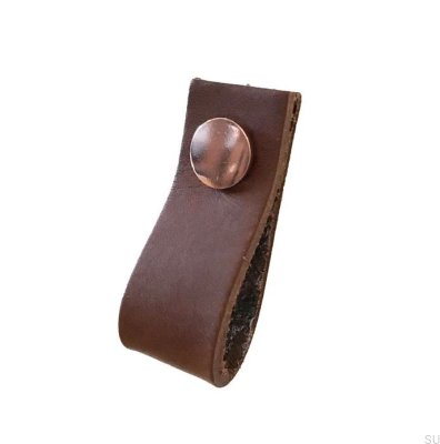 Möbelgriff Loop Leder Braun mit Kupfer