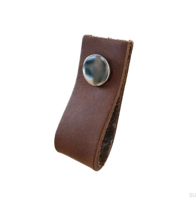 Möbelgriff Loop Leder Braun mit Chrom