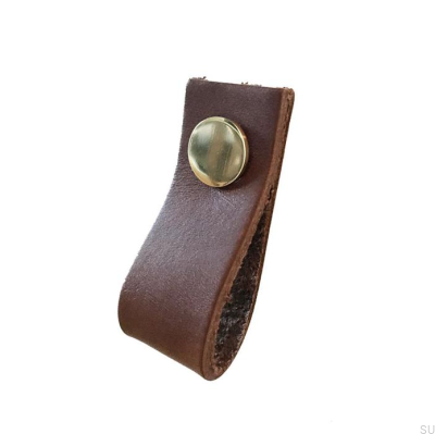 Möbelgriff Loop Leder Braun mit Gold