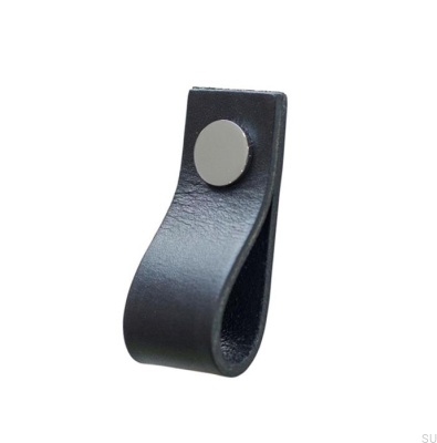 Möbelgriff Loop Leder Schwarz mit Chrom